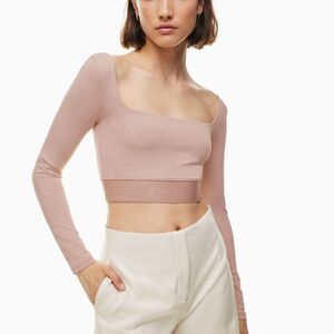 Aritzia Babaton Contour Sylvia Long Sleeve Crop Top White Size M